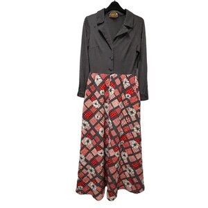Vintage 70’s Quilted Long Sleeve Maxi Dress